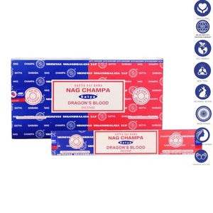 Satya "Nag Champa" Nag Champa  Dragon'S Blood 16G Incense Sticks 7.8" 16G/ Pack 12 Packs/ Box & Total 192G