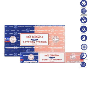 Satya "Nag Champa" Nag Champa  Eqyptian Pyramid 16G Incense Sticks 7.8" 16G/ Pack 12 Packs/ Box & Total 192G