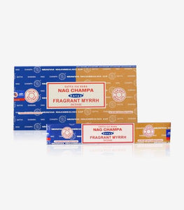 Satya "Nag Champa" Nag Champa  Fragrant Myrrh 16G Incense Sticks 16G/ Pack 12 Packs/ Box & Total 192G