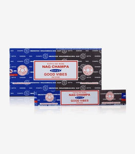 Satya "Nag Champa" Nag Champa  Good Vibes 16G Incense Sticks 16G/ Pack 12 Packs/ Box & Total 192G