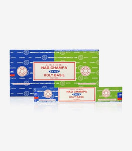 Satya "Nag Champa" Nag Champa  Holy Basil 16G Incense Sticks 16G/ Pack 12 Packs/ Box & Total 192G