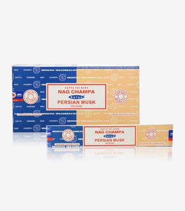 Satya "Nag Champa" Nag Champa  Persian Musk 16G Incense Sticks 16G/ Pack 12 Packs/ Box & Total 192G