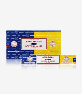 Satya "Nag Champa" Nag Champa  Seven Chakra 16G Incense Sticks 16G/ Pack 12 Packs/ Box & Total 192G