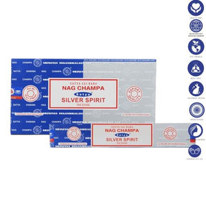 Satya "Nag Champa" Nag Champa  Silver Spirit 16G Incense Sticks 7.8" 16G/ Pack 12 Packs/ Box & Total 192G