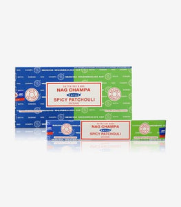 Satya "Nag Champa" Nag Champa  Spicy Patchouli 16G Incense Sticks 16G/ Pack 12 Packs/ Box & Total 192G