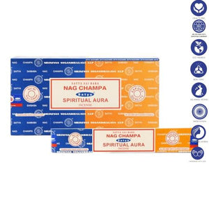 Satya "Nag Champa" Nag Champa  Spiritual Aura 16G Incense Sticks 7.8" 16G/ Pack 12 Packs/ Box & Total 192G