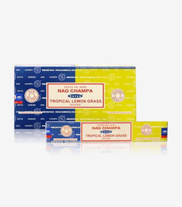 Satya "Nag Champa" Nag Champa  Tropical Lemon Grass 16G Incense Sticks 16G/ Pack 12 Packs/ Box & Total 192G