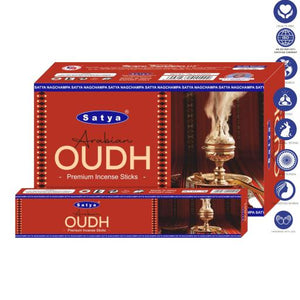 Satya "Nag Champa" Arabian Oudh Premium Incense Sticks 15G 7.8" 15G /Pack 12 Packs/ Box & Total 180G