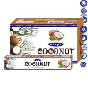 Satya "Nag Champa" Coconut Premium Incense Sticks 15G 7.8" 15G /Pack 12 Packs/ Box & Total 180G