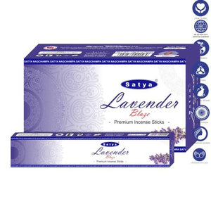 Satya "Nag Champa" Premium Lavender Blaze Incense Sticks 15G 7.8" 15G /Pack 12 Packs/ Box & Total 180G