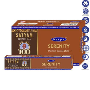 Satya "Nag Champa" Serenity Satyam Premium Incense Sticks 15G 7.8" 15G /Pack 12 Packs/ Box & Total 180G