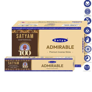 Satya "Nag Champa" Admirable Satyam Premium Incense Sticks 15G 7.8" 15G /Pack 12 Packs/ Box & Total 180G