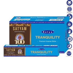 Satya "Nag Champa" Tranquilty Satyam Premium Incense Sticks 15G 7.8" 15G /Pack 12 Packs/ Box & Total 180G