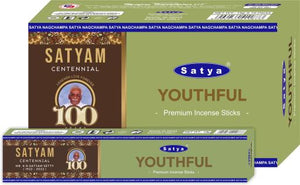 Satya "Nag Champa" Youthful Satyam Premium Incense Sticks 15G 15G /Pack 12 Packs/ Box & Total 180G