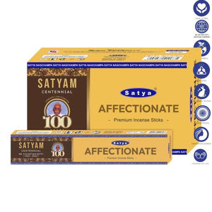 Satya "Nag Champa" Affectionate Satyam Premium Incense Sticks 15G 7.8" 15G /Pack 12 Packs/ Box & Total 180G