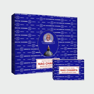 Satya "Nag Champa" Nag Champa Backflow Incense Cones 120 Pcs 10 Cones (26G Approx.)/ Pack 12 Packs/ Display Box