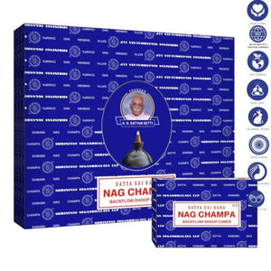 Satya "Nag Champa" Nag Champa Backflow Incense Cones 120 Pcs 1" 10 Cones (26G Approx.)/ Pack 12 Packs/ Display Box