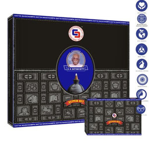 Satya "Nag Champa" Super Hit Backflow Incense Cones 120 Pcs 1" 10 Cones (26G Approx.)/ Pack 12 Packs/ Display Box