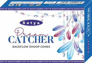 Satya "Nag Champa" Dream Catcher Backflow Incense Cones 120 Pcs 10 Cones (26G Approx.)/ Pack 12 Packs/ Display Box