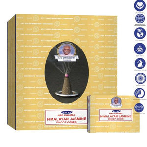 Satya "Nag Champa" Himalayan Jasmine Dhoop Cone 12 Cones 1" 12 Cones/ Pack 12 Packs (144 Cones)/ Display Box