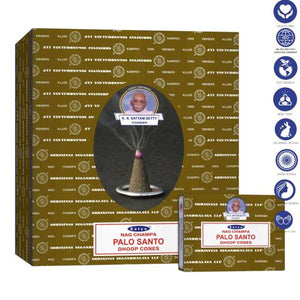 Satya "Nag Champa" Palo Santo Dhoop Cone 12 Cones 1" 12 Cones/ Pack 12 Packs (144 Cones)/ Display Box