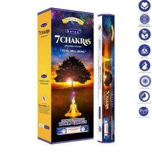 Satya "Nag Champa" 7 Chakras Incense Sticks & Burns: 45 Minutes/Stick 9" 20 Sticks/Tube 6 Tubes/Box