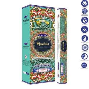 Satya "Nag Champa" Mandala Incense Sticks & Burns: 45 Minutes/Stick 9" 20 Sticks/Tube 6 Tubes/Box