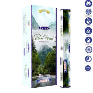 Satya "Nag Champa" Rain Forest Incense Sticks & Burns: 45 Minutes/Stick 9" 20 Sticks/Tube 6 Tubes/Box