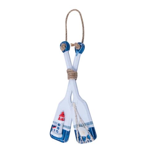 Blue Harbour Small Paddle With Lighthouse & Rope White Navy Blue