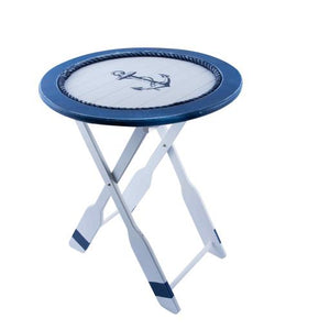 Blue Harbour Lifebuoy Table With Painted Anchor Navy Blue White