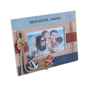 Blue Harbour Picture Frame 4X6" Nova Scotia Canada Red Blue Light Blue Brown