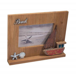 Blue Harbour Picture Frame 4X6" Sail Boat Dark Natural 4X6