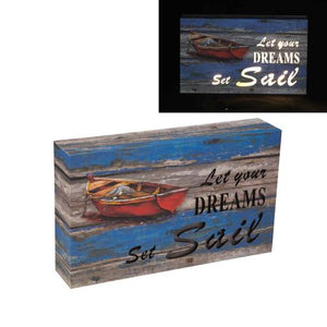 Blue Harbour Plaque Boat "Let Your Dreams Set Sail" 