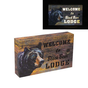 Western Flare Plaque Bear "Welcome To Black Bear Lodge" 