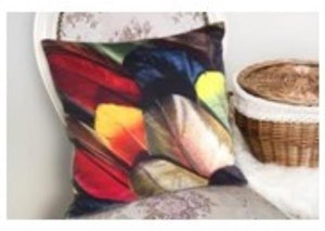 SeasonZ Feather Print Cushion 18"X18" Including Pillow Insert 