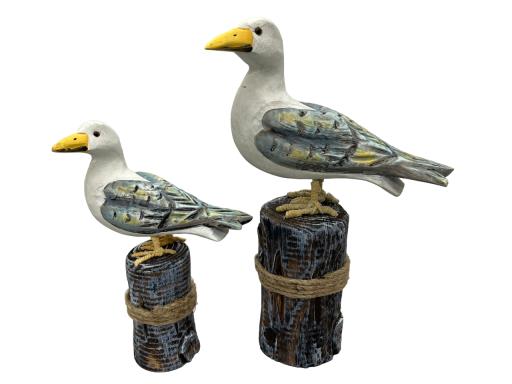 Blue Harbour Seagull On Log With Rope Set Of 2 Brown Blue Purple Yellow White