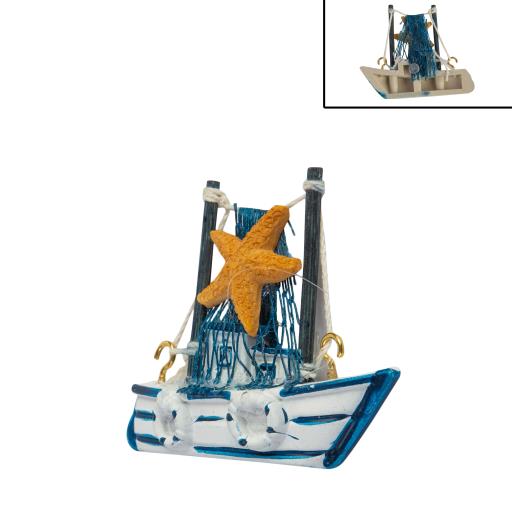 Blue Harbour Magnet Sailboat Fishing Net & Starfish White Navy Blue