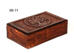 ZenN Box Carved Tree Of Life With Flowers Design Brown