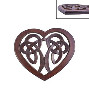 ZenN Plaque Celtic Heart 12" Polished Dark Brown