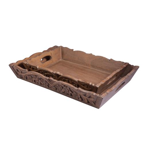 ZenN Serving Tray Set Of 2 Carved Design 