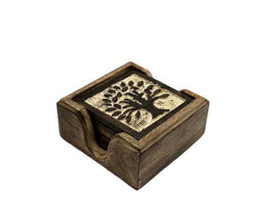 ZenN Coaster Set Of 6 Tree Of Life With Holder 4X4"