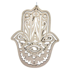 ZenN Hamsa Hand Wooden Wall Logo Light Brown