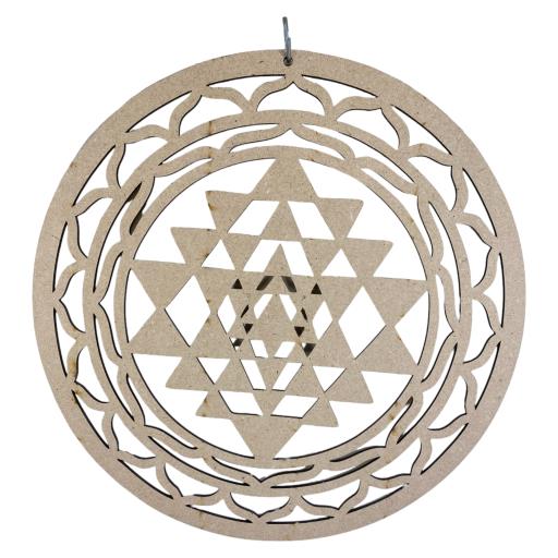 ZenN Shree Yantra Wooden Wall Logo Light Brown