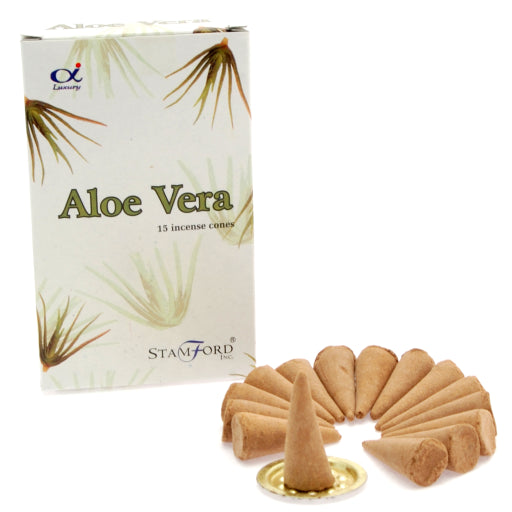 Stamford Aloe Vera Incense Cones 15 Cones 15 Cones/ Pack 12 Packs/ Display Box