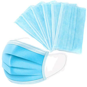 Hand Sanitizer Gel and Face Masks Disposable Non Medical 3Ply Face Mask With Ear Loop Box Of 50 Blue