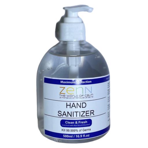 Hand Sanitizer Gel and Face Masks Zenn Hand Sanitizer 500Ml/ 16.90 Oz 75% Alcohol With Aloe Vera