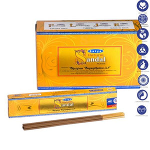 Satya "Nag Champa" Sandal Natural Incense Sticks 15G 7.8" 15 G/ Pack 12 Packs/ Box & Total 180G