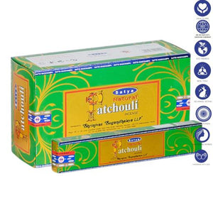 Satya "Nag Champa" Patchouli Natural Incense Sticks 15G 7.8" 15 G/ Pack 12 Packs/ Box & Total 180G