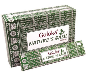 Goloka - Aid Charity while Enjoying Quality Nature'S Basil Incense Sticks 15G 7.8" 15G/ Pack 12 Packs/ Box