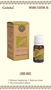 Goloka - Aid Charity while Enjoying Quality Lemon Grass Natural & Undiluted Essential Oil 10Ml 10Ml/ Bottle 12 Bottles/ Box